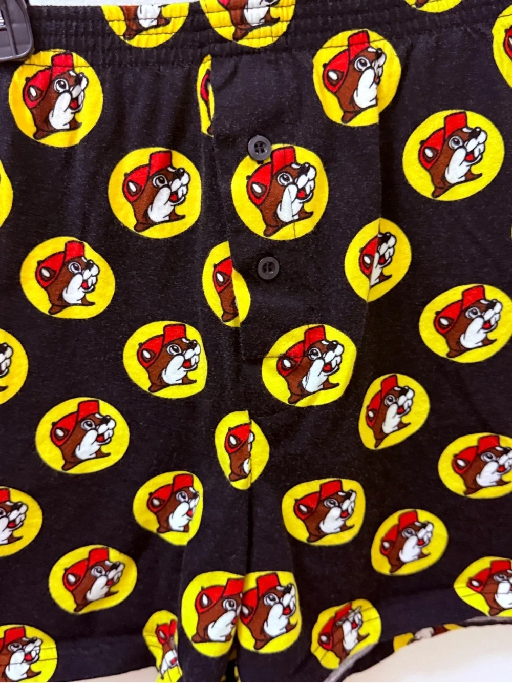 Black Boxer Shorts with Yellow & Red Character Print